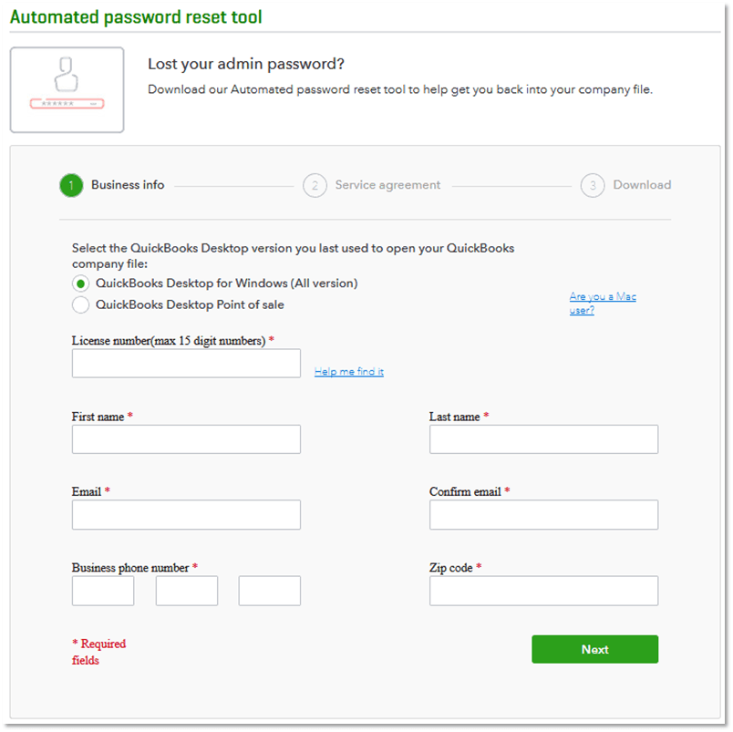 Use QuickBooks Automated Password Reset Tool (Crack Password)