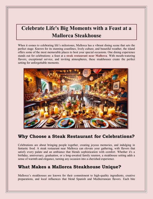 Celebrate Life's Big Moments with a Feast at a Mallorca Steakhouse