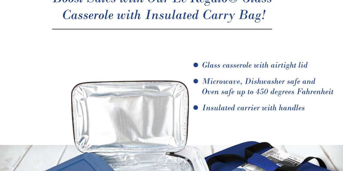 Elevate Your Retail Offerings with the Le Regalo® Glass Casserole with Blue Insulated Carry Bag