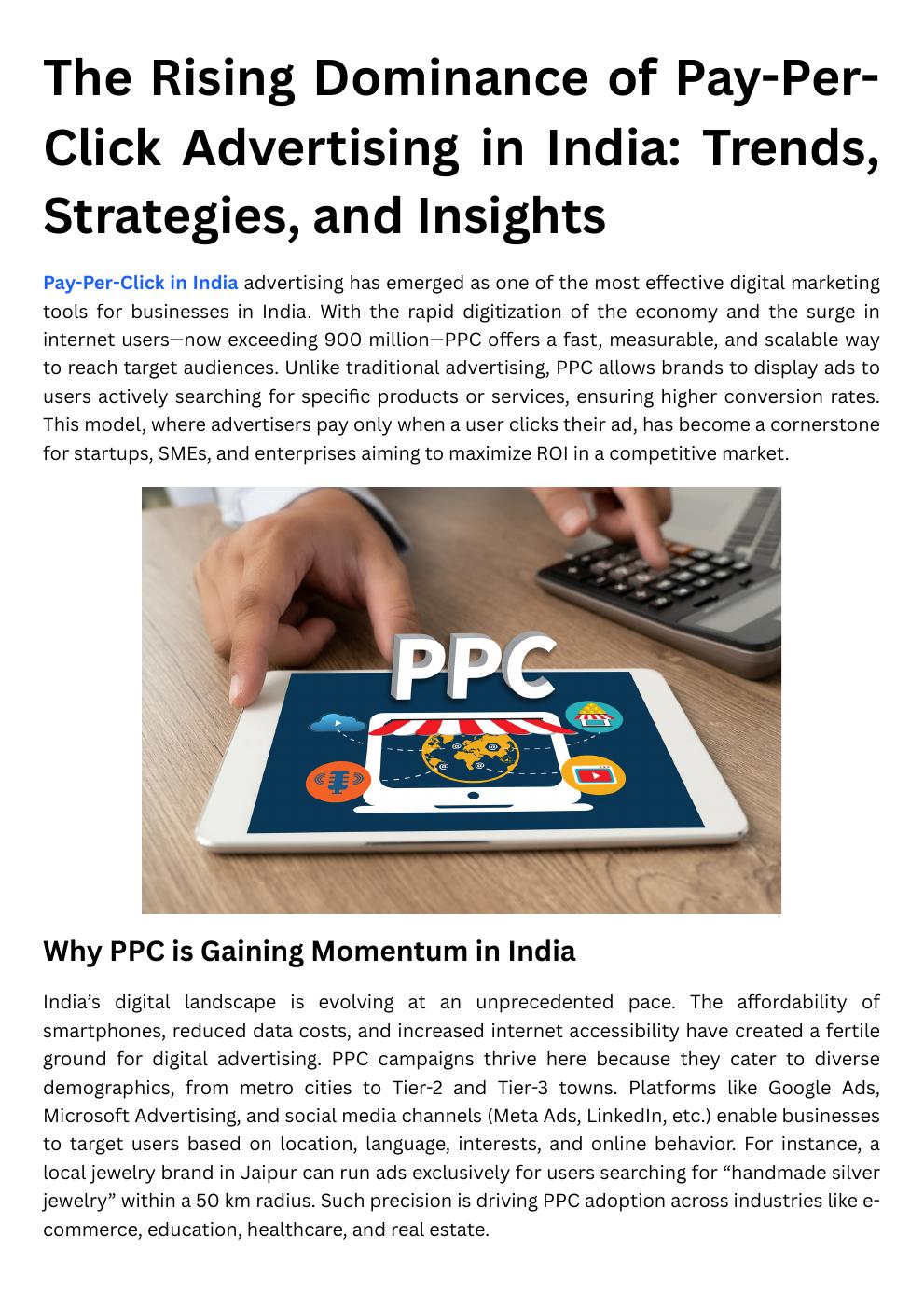The Rising Dominance of Pay-Per-Click Advertising in India: Trends, Strategies, and Insights